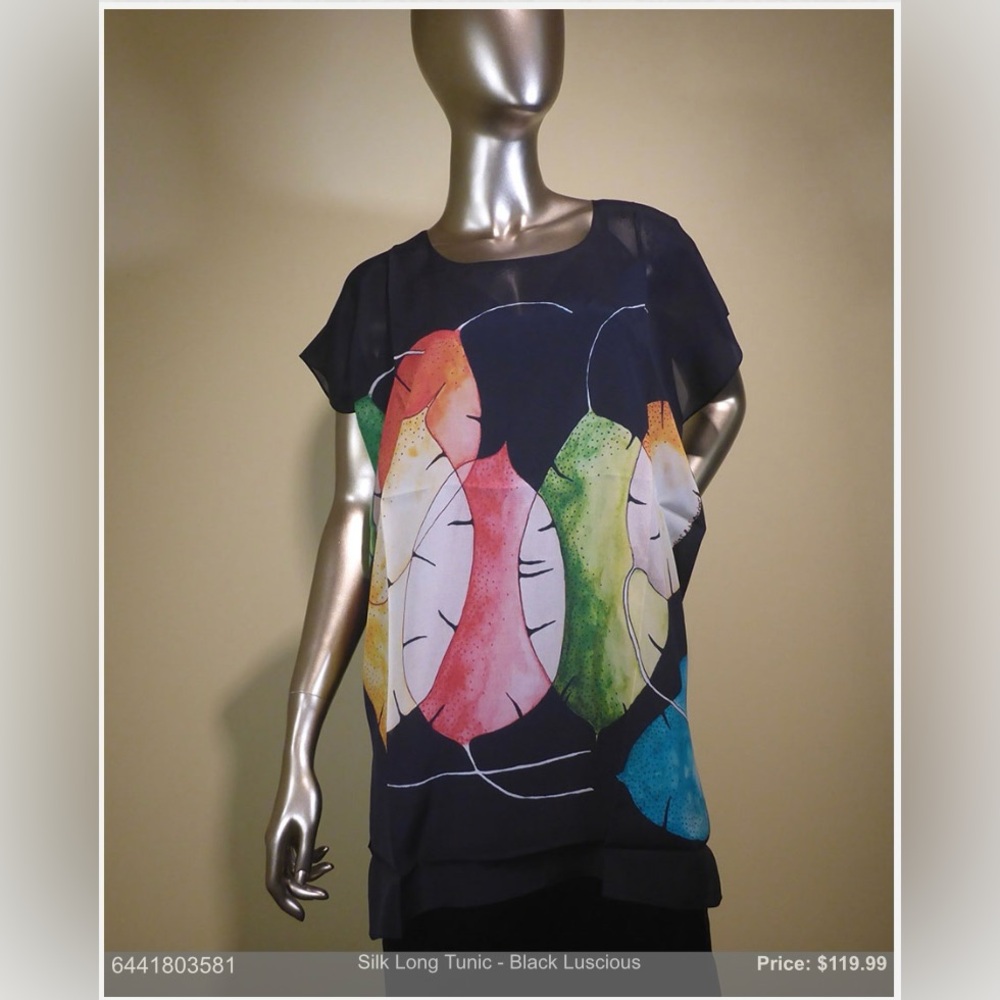 Cocoon House | Silk Long Tunic - Black Luscious | One Size